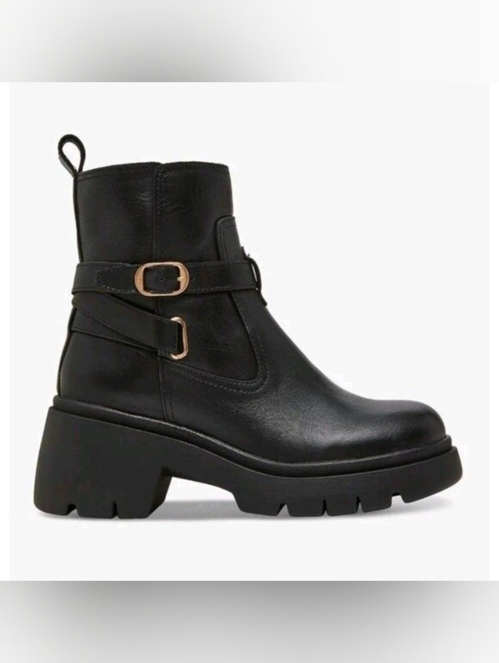 A212. NEW Steve Madden Size 7M Black Leather Colletta Zip Up Ankle Bootie Boot